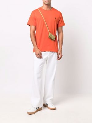 Camiseta con bordado con bordado con botones Polo Ralph Lauren naranja