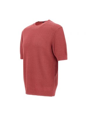 Sweter bawełniany z krótkim rękawem Filippo De Laurentiis czerwony