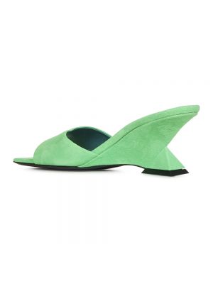 Sandalias de ante de punta cuadrada The Attico verde