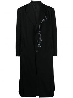 Палто с принт Yohji Yamamoto черно