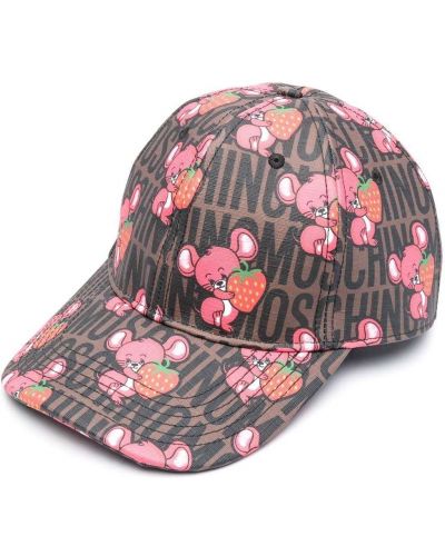 Trykt cap Moschino brun