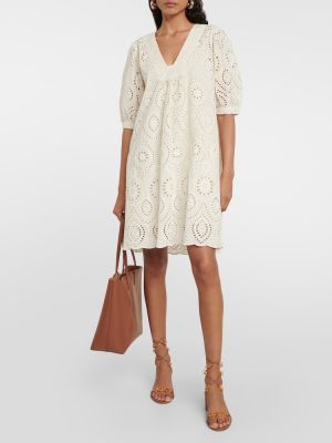Aksamitna sukienka bawełniana Velvet biała