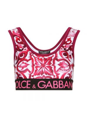 Crop top z nadrukiem Dolce And Gabbana różowy