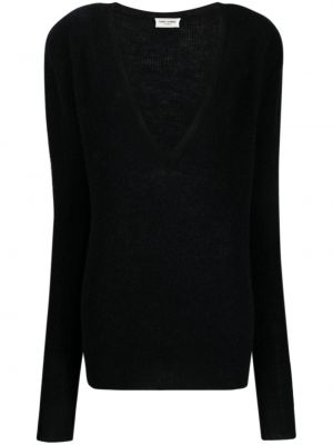 Пуловер с v-образно деколте Saint Laurent черно