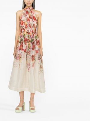 Květinové večerní šaty s potiskem Zimmermann růžové