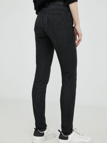 Skinny džíny s vysokým pasem Wrangler černé
