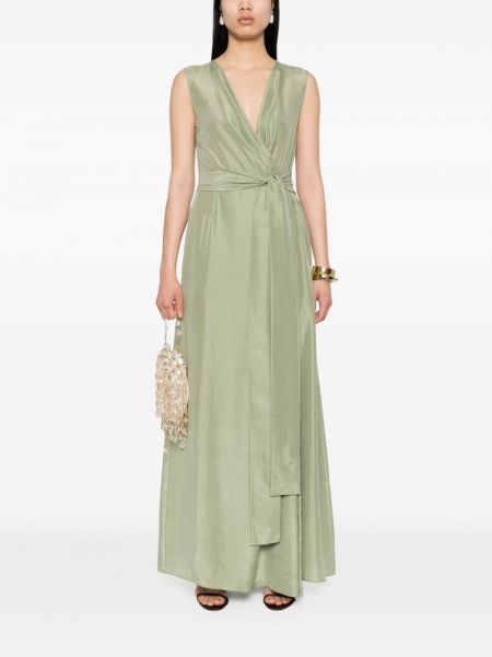Jedwabna sukienka długa plisowana Alberta Ferretti zielona