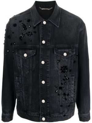 Denim jakna s kristali Dolce & Gabbana črna
