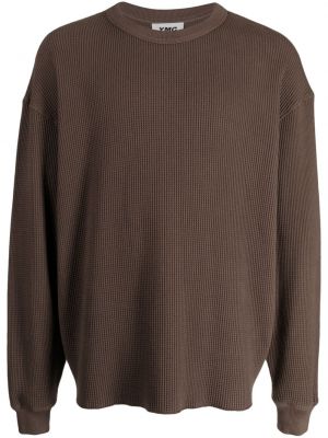 Плетен памучен пуловер Ymc кафяво