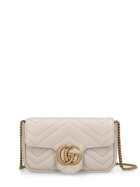 Δερμάτινη τσάντα ώμου Gucci λευκό