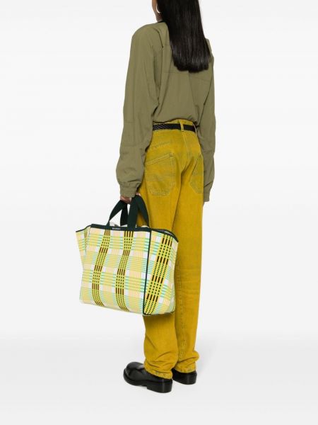 Kostkovaná shopper kabelka Marni žlutá