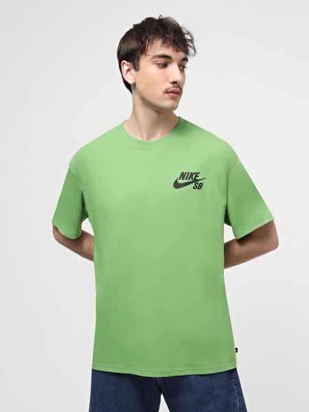 Спортивная хлопковая футболка Nike зеленая