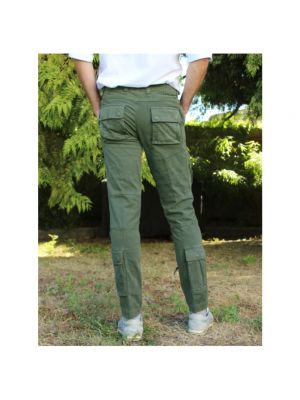 Pantalones de algodón con bolsillos Aeronautica Militare verde