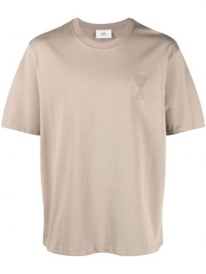 Brodert t-skjorte Ami Paris beige