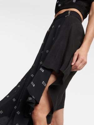 Asimetrična svilena midi suknja Givenchy crna