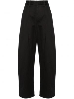 Bavlněné kalhoty relaxed fit Isabel Marant černé