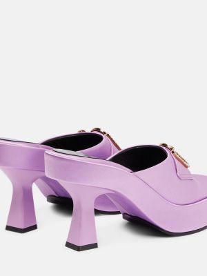 Papuci tip mules din satin Versace violet