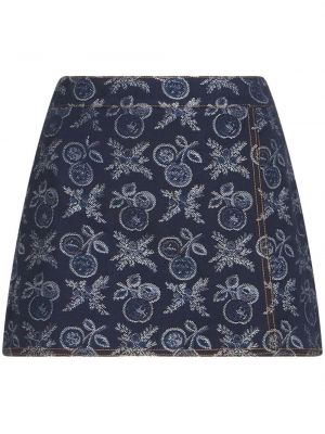 Jupe en jean à imprimé en jacquard Etro bleu