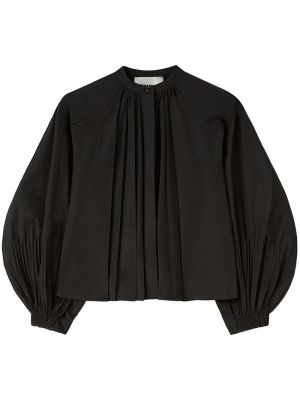 Bluzka bawełniana plisowana Jil Sander czarna