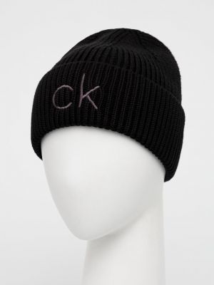 Dzianinowa czapka Calvin Klein czarna
