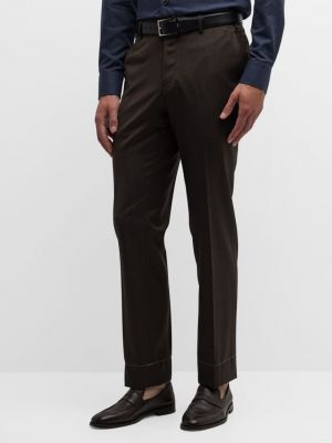 Мужские брюки из хлопково-шерстяного твила Brioni