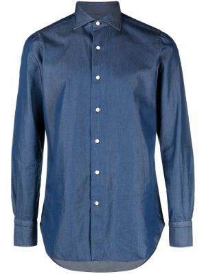 Chemise en jean avec manches longues Finamore 1925 Napoli bleu