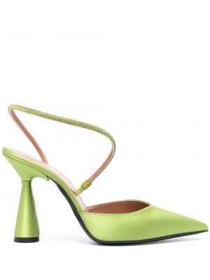 Сатенени полуотворени обувки D'accori зелено