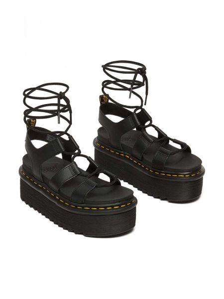 Kožne sandale s platformom Dr. Martens crna