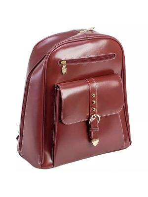 Кожаный рюкзак для ноутбука в деловом стиле Mcklein красный