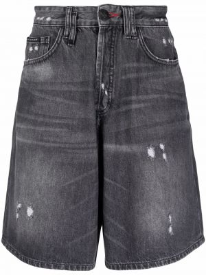 Shorts en jean effet usé Philipp Plein gris