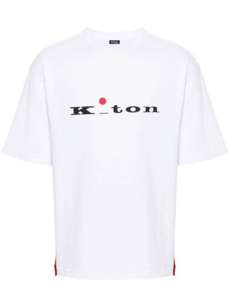 Bavlnené tričko s potlačou Kiton biela