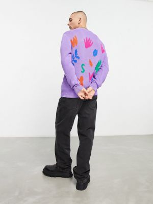Свитер в цветочек с принтом с абстрактным узором Wesc фиолетовый