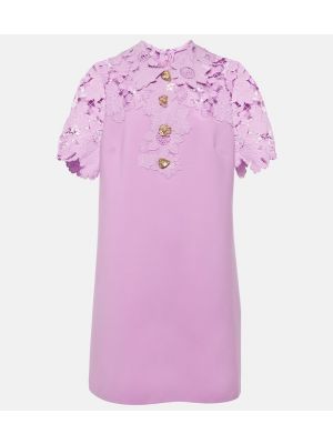 Krajkové vlněné šaty Oscar De La Renta fialové