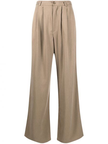 Pantalon droit plissé Reformation marron
