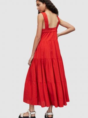 Хлопковое длинное платье Allsaints красное