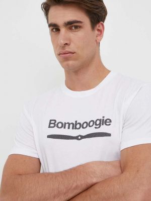 Памучна тениска с дълъг ръкав с принт Bomboogie бяло
