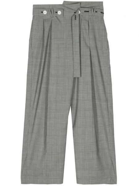 Kostkované rovné kalhoty relaxed fit Enföld šedé