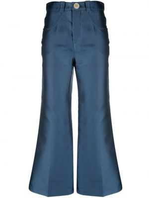 Satynowe spodnie Giambattista Valli niebieskie