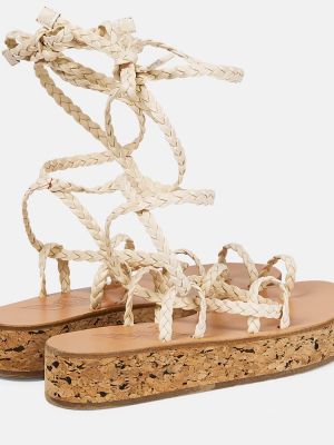 Kožené sandály na platformě Ancient Greek Sandals béžové