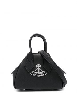 Vivienne Westwood Orb-plaque leather tote bag - Noir