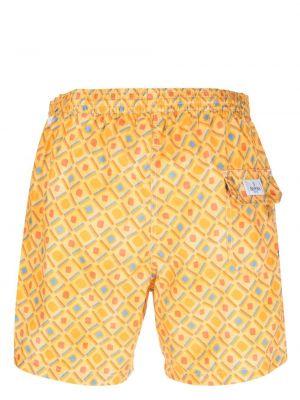 Shorts à imprimé à motif géométrique Barba jaune