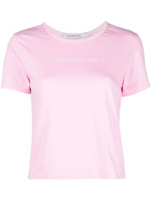 Trykt bomull t-skjorte Calvin Klein Jeans rosa