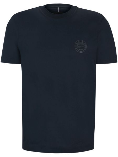 Βαμβακερή μπλούζα με σχέδιο Boss μπλε
