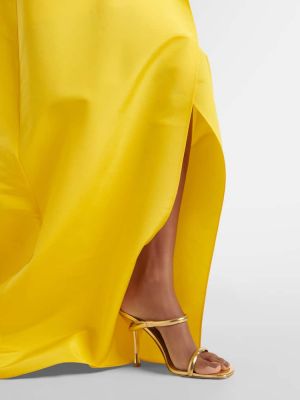 Vestido largo de seda drapeado Carolina Herrera amarillo