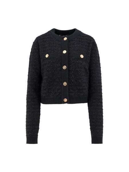 Sweter na guziki tweedowy Versace czarny