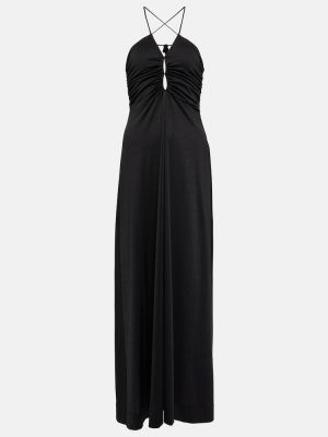 Μάξι φόρεμα από ζέρσεϋ Ganni μαύρο