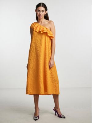 Priliehavé dlouhé šaty Pieces oranžová