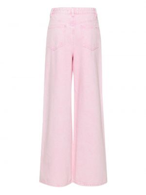 Laia lõikega kõrge vöökohaga teksapüksid Self-portrait roosa