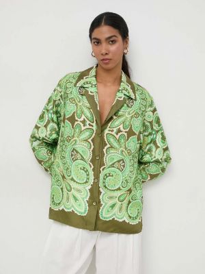 Svilena košulja Luisa Spagnoli zelena
