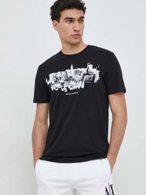 Armani Exchange t-shirt fekete, férfi, nyomott mintás